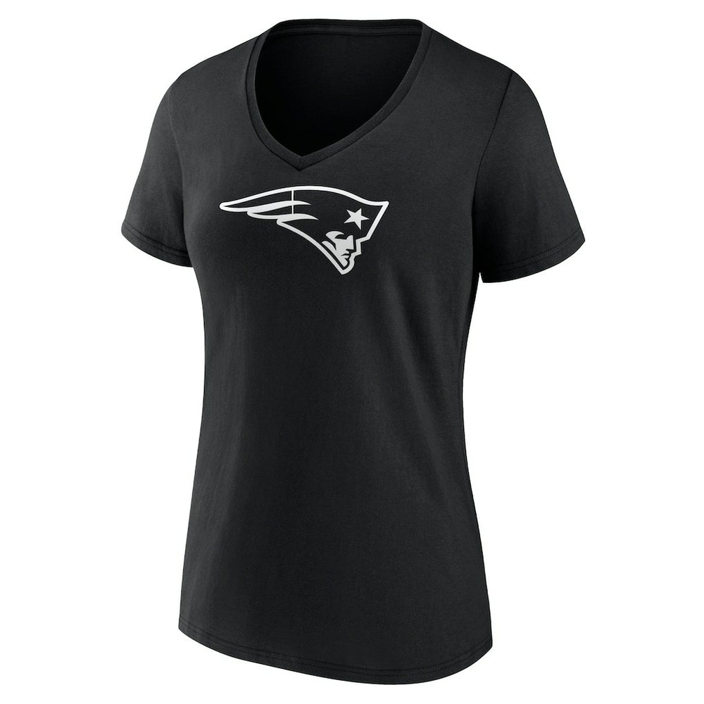 New England Patriots Women's Personalized Name & Number Monochrome V-Neck T-Shirt Black