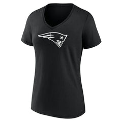 New England Patriots Women's Personalized Name & Number Monochrome V-Neck T-Shirt Black