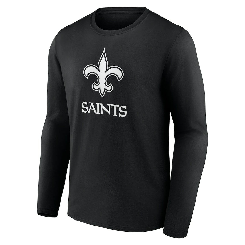 New Orleans Saints Personalized Name & Number Monochrome Long Sleeve T-Shirt Black