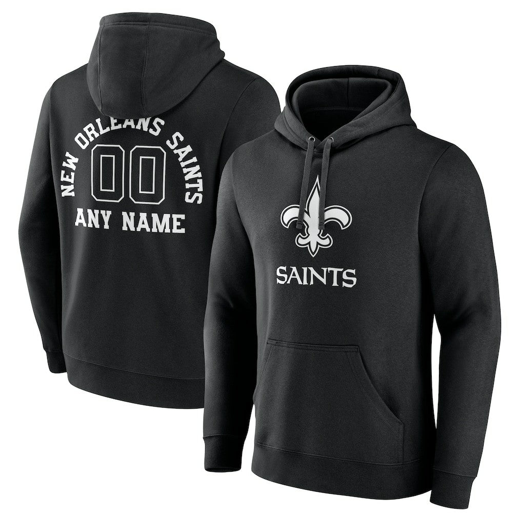 New Orleans Saints Personalized Name & Number Pullover Hoodie Black