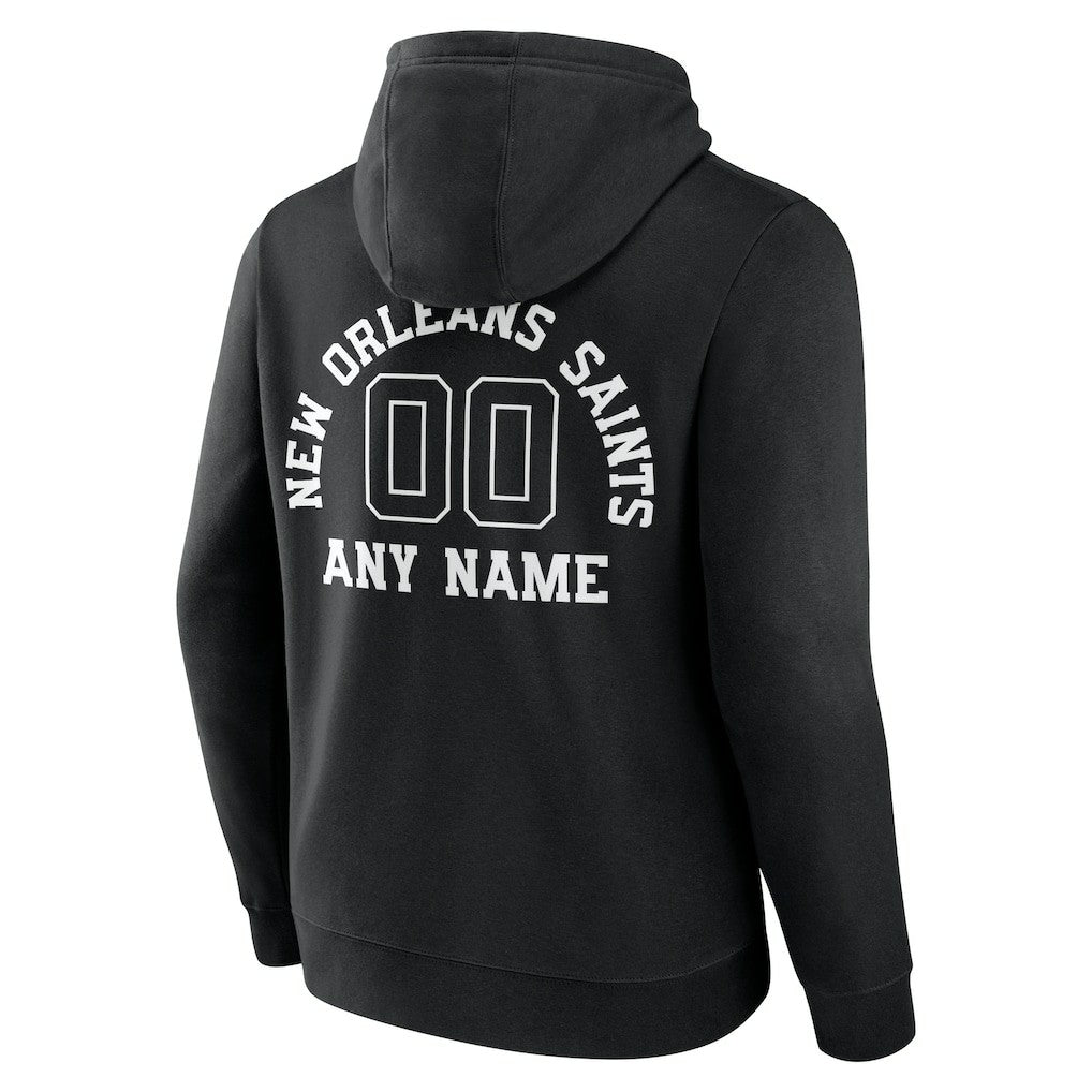 New Orleans Saints Personalized Name & Number Pullover Hoodie Black