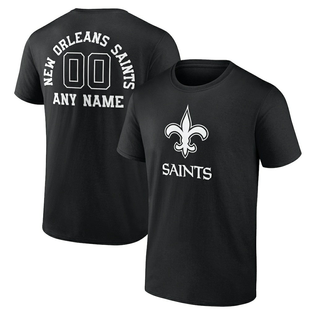 New Orleans Saints Personalized Name & Number Monochrome T-Shirt Black