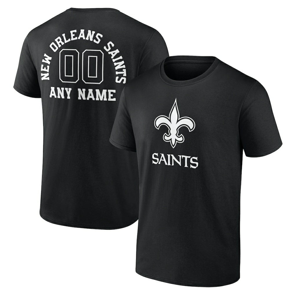 New Orleans Saints Personalized Name & Number Monochrome T-Shirt Black