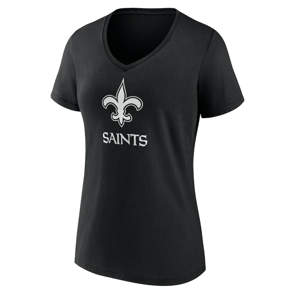 New Orleans Saints Women's Personalized Name & Number Monochrome V-Neck T-Shirt Black