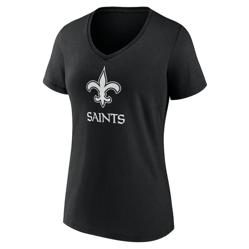 New Orleans Saints Women's Personalized Name & Number Monochrome V-Neck T-Shirt Black