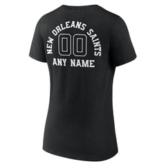 New Orleans Saints Women's Personalized Name & Number Monochrome V-Neck T-Shirt Black