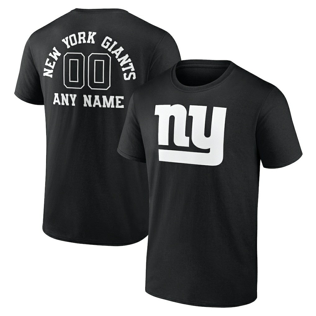New York Giants Personalized Name & Number Monochrome T-Shirt Black