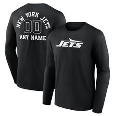 New York Jets Personalized Name & Number Monochrome Long Sleeve T-Shirt Black