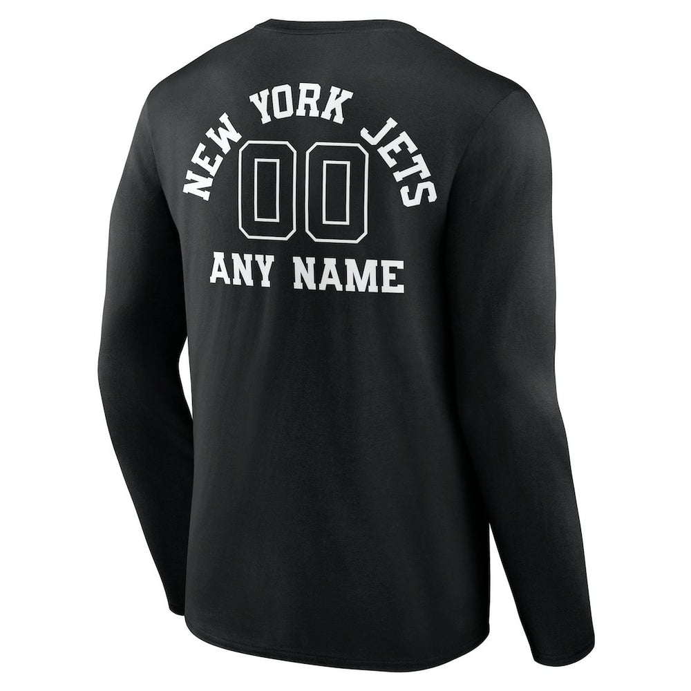 New York Jets Personalized Name & Number Monochrome Long Sleeve T-Shirt Black