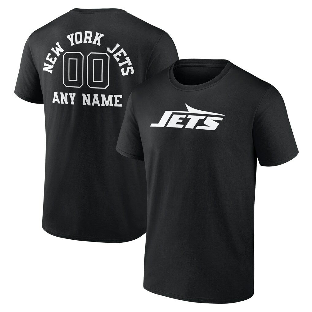New York Jets Personalized Name & Number Monochrome T-Shirt Black