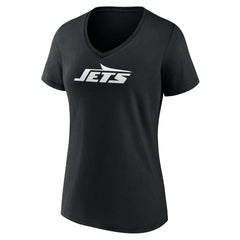 New York Jets Women's Personalized Name & Number Monochrome V-Neck T-Shirt Black