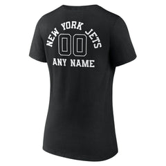 New York Jets Women's Personalized Name & Number Monochrome V-Neck T-Shirt Black