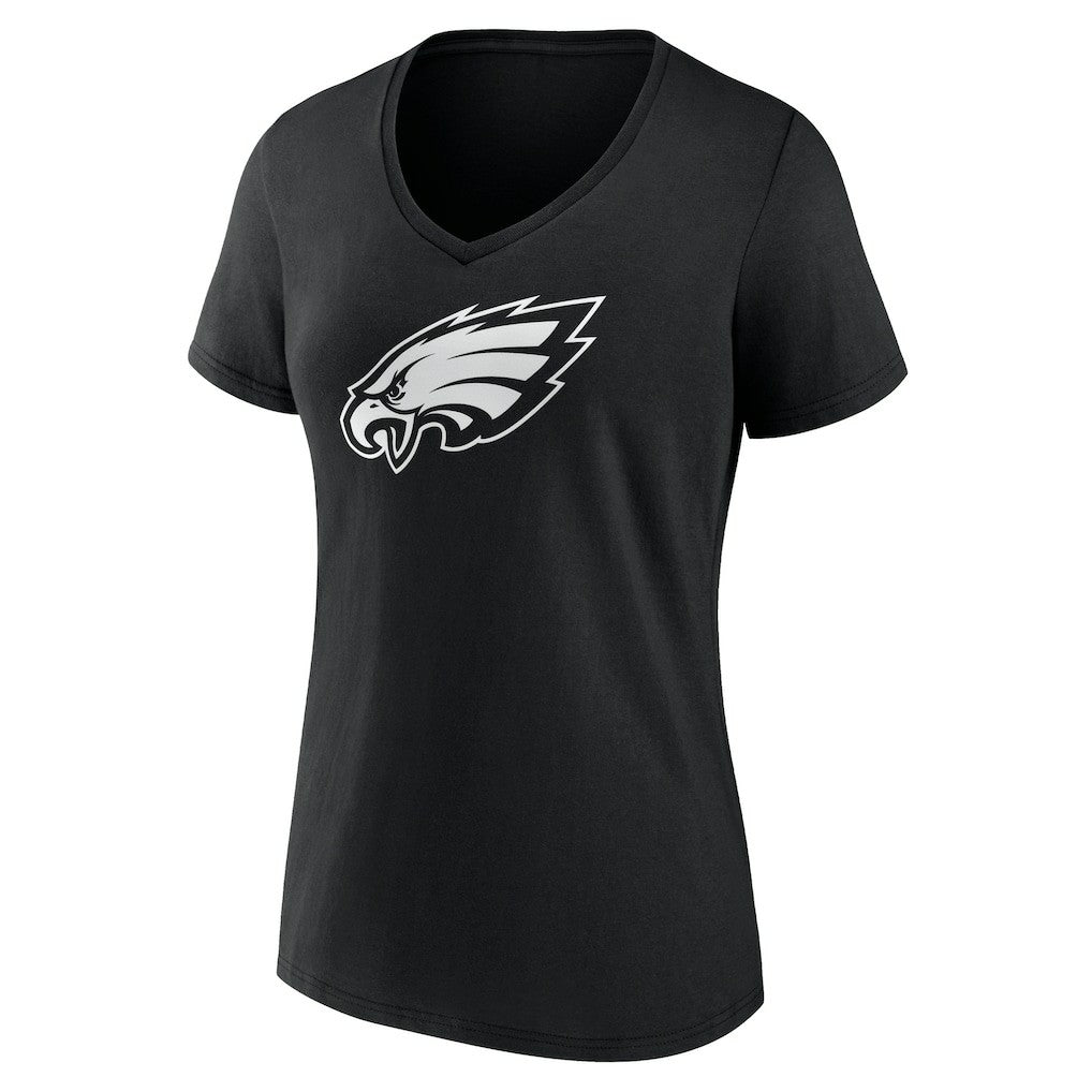 Philadelphia Eagles Women's Personalized Name & Number Monochrome V-Neck T-Shirt Black