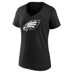 Philadelphia Eagles Women's Personalized Name & Number Monochrome V-Neck T-Shirt Black
