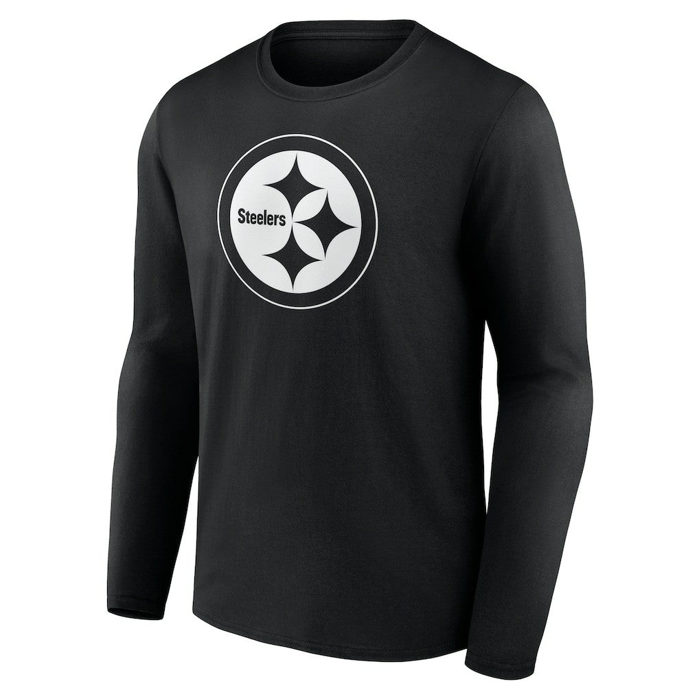Pittsburgh Steelers Personalized Name & Number Monochrome Long Sleeve T-Shirt Black