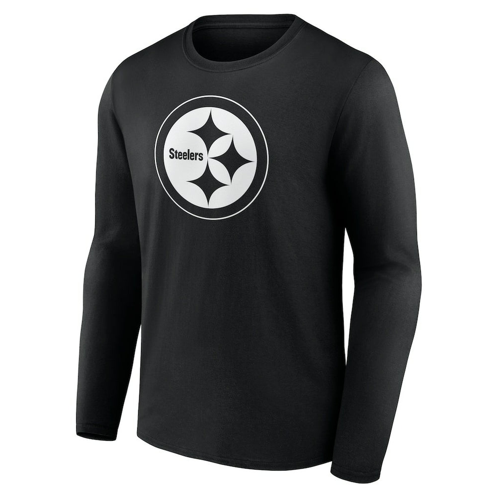 Pittsburgh Steelers Personalized Name & Number Monochrome Long Sleeve T-Shirt Black