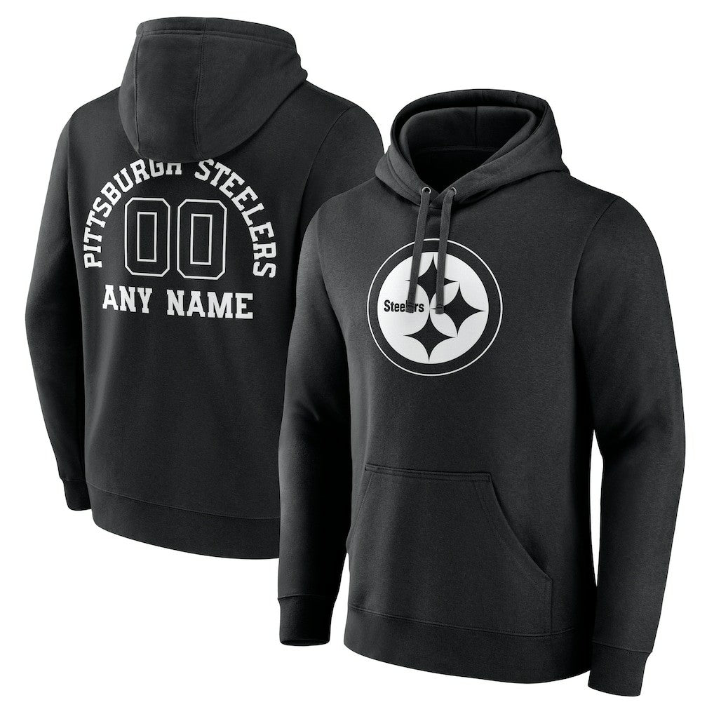 Pittsburgh Steelers Personalized Name & Number Pullover Hoodie Black