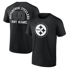 Pittsburgh Steelers Personalized Name & Number Monochrome T-Shirt Black