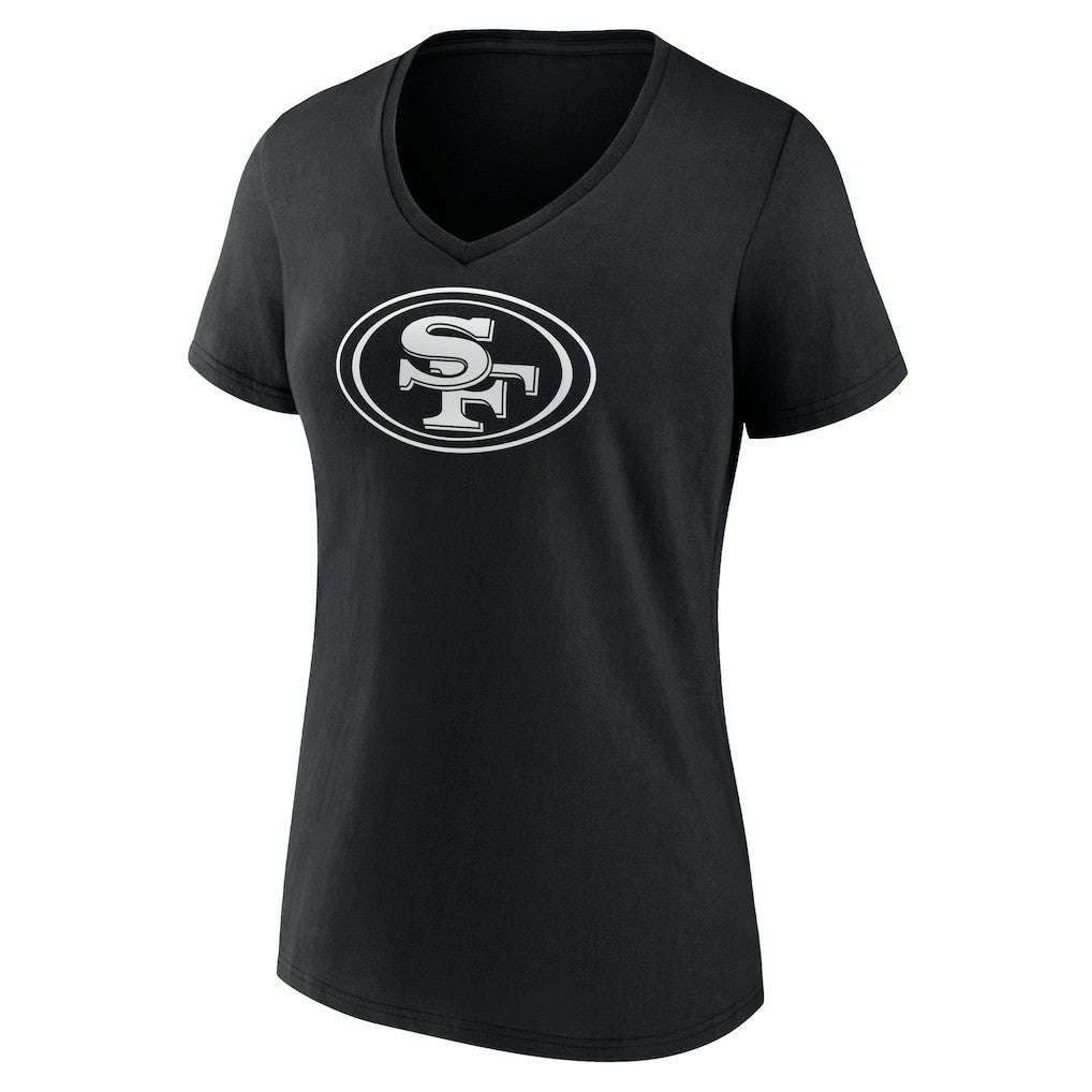 San Francisco 49ers Women's Personalized Name & Number Monochrome V-Neck T-Shirt Black