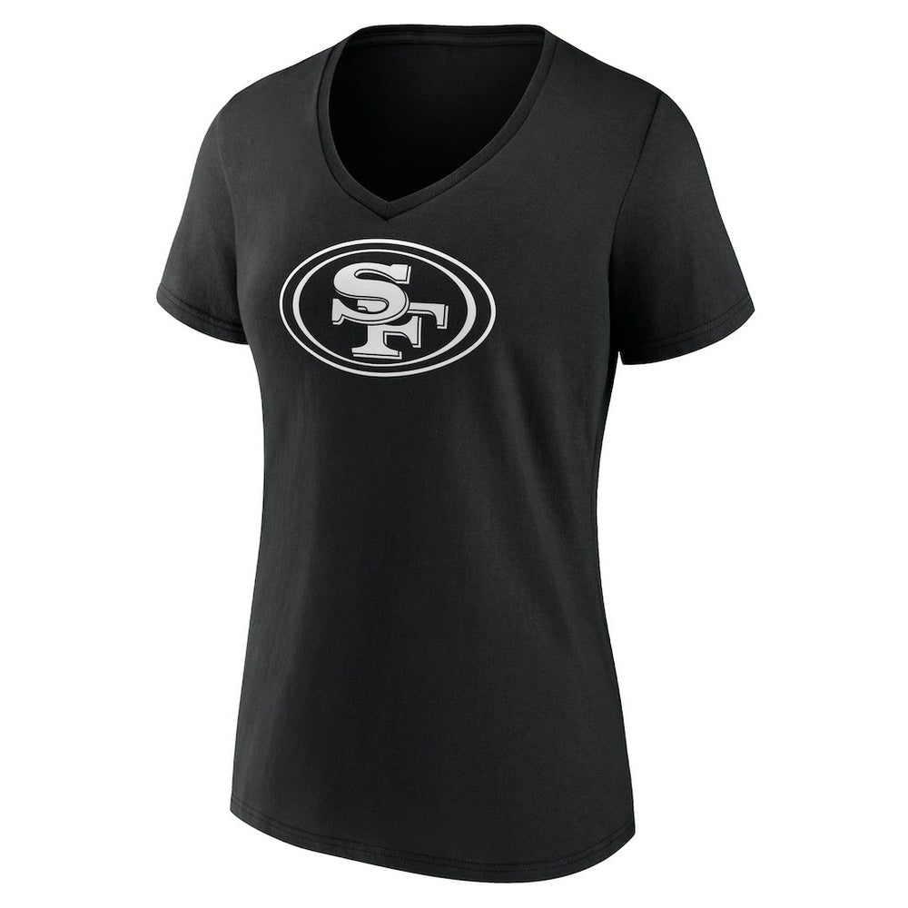 San Francisco 49ers Women's Personalized Name & Number Monochrome V-Neck T-Shirt Black