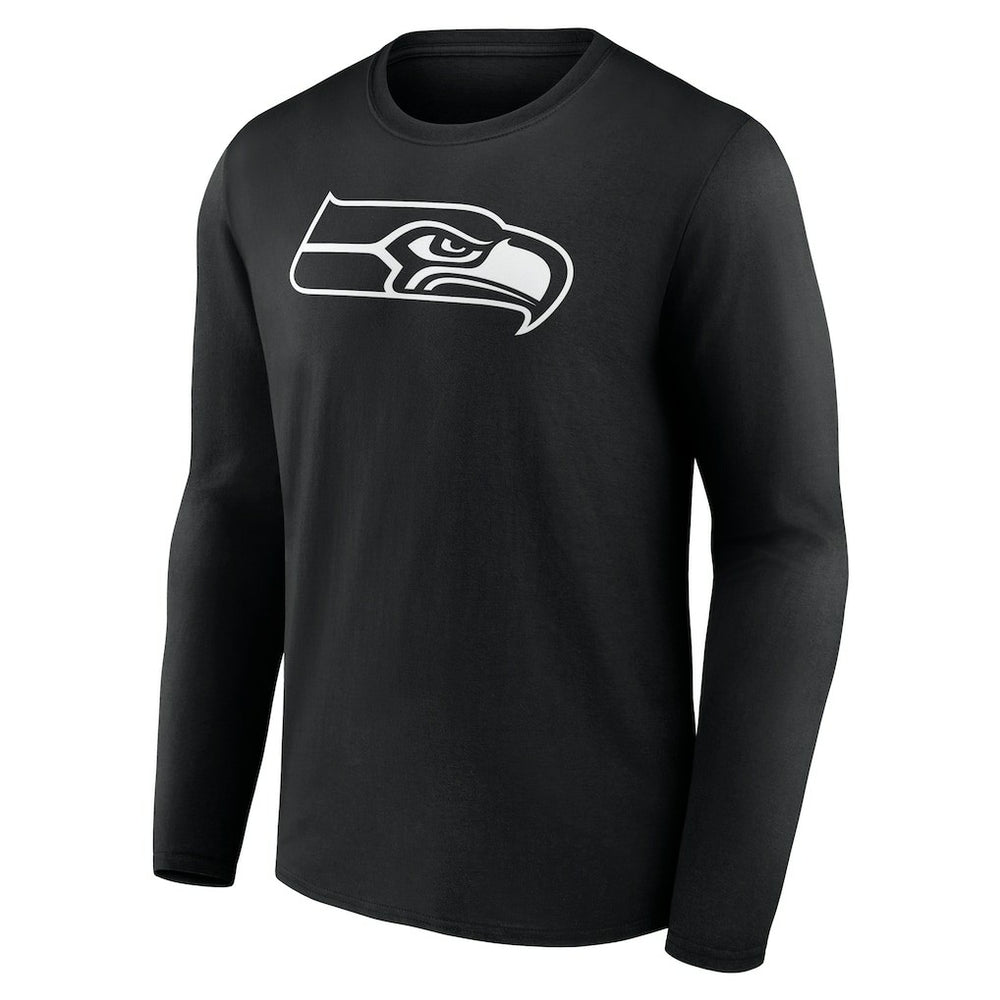Seattle Seahawks Personalized Name & Number Monochrome Long Sleeve T-Shirt Black