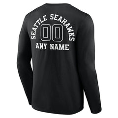 Seattle Seahawks Personalized Name & Number Monochrome Long Sleeve T-Shirt Black