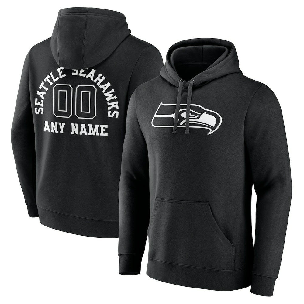Seattle Seahawks Personalized Name & Number Pullover Hoodie Black
