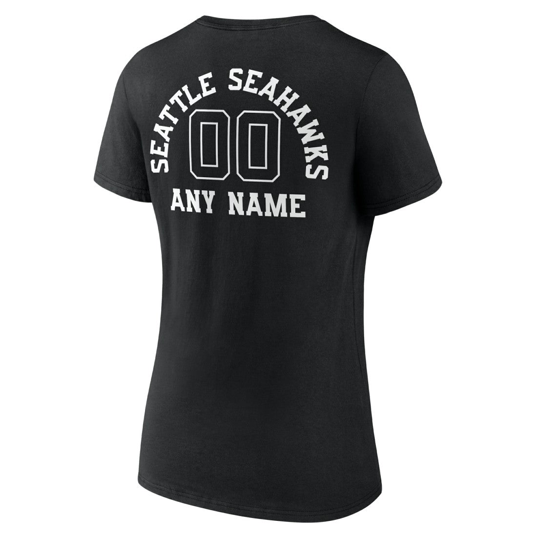 Seattle Seahawks Women's Personalized Name & Number Monochrome V-Neck T-Shirt Black
