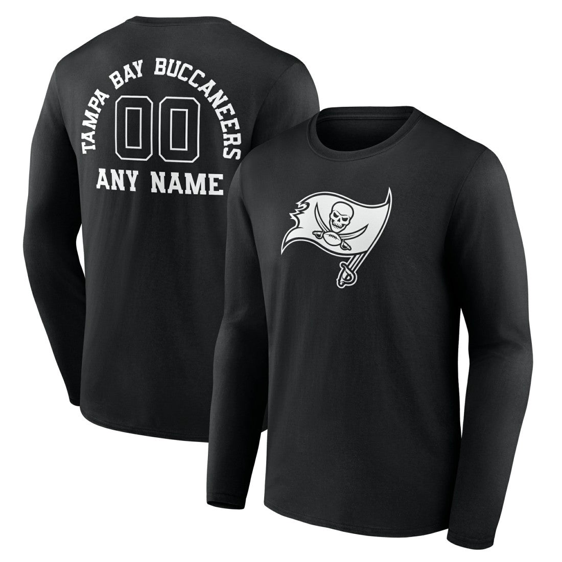 Tampa Bay Buccaneers Personalized Name & Number Monochrome Long Sleeve T-Shirt Black
