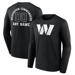 Washington Commanders Personalized Name & Number Monochrome Long Sleeve T-Shirt Black