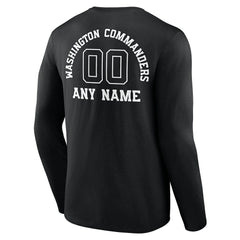 Washington Commanders Personalized Name & Number Monochrome Long Sleeve T-Shirt Black