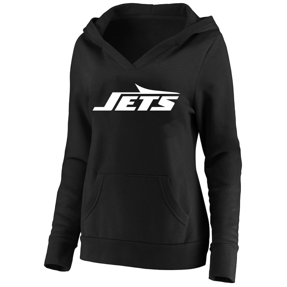 Fanatics New York Jets Women's Plus Size V-Neck Pullover Hoodie Black
