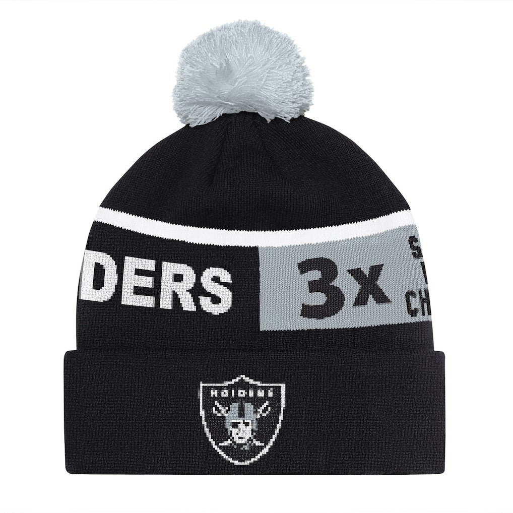 Las Vegas Raiders Starter Unisex Chyron Cuffed Knit Hat with Pom Black