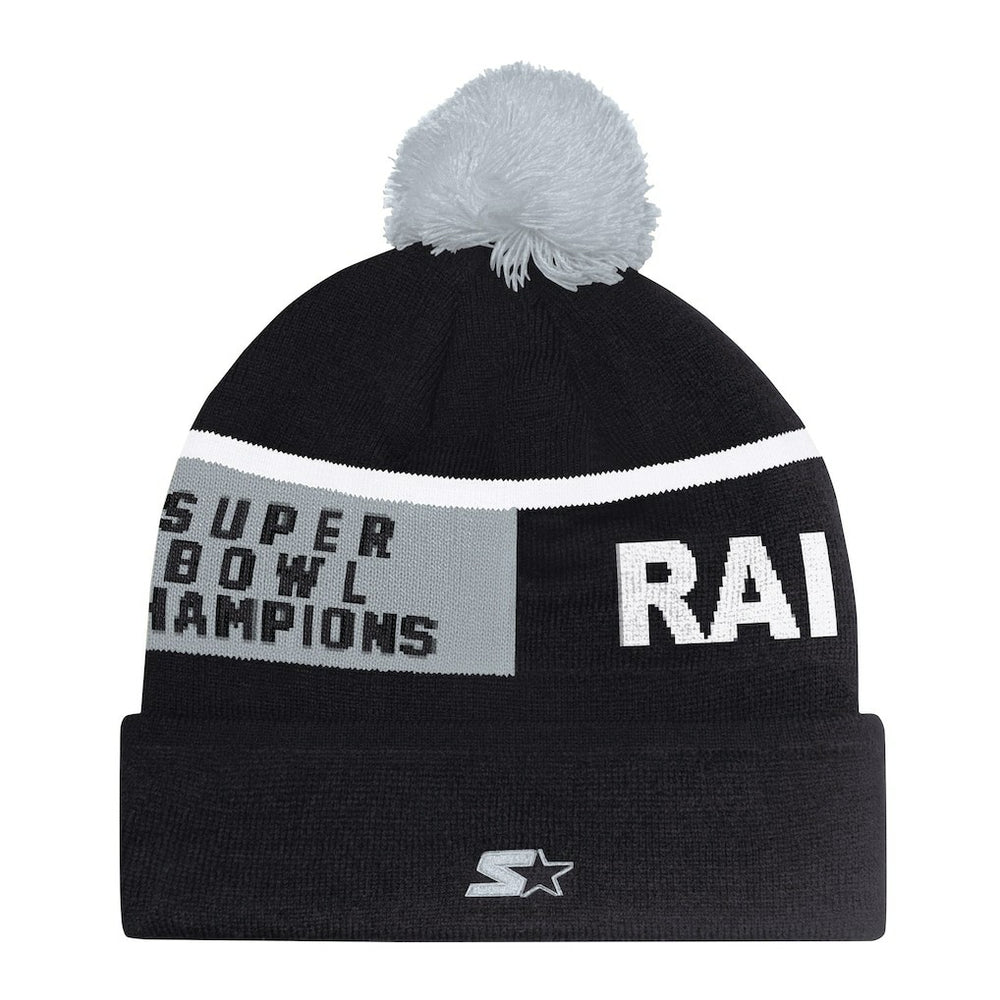 Las Vegas Raiders Starter Unisex Chyron Cuffed Knit Hat with Pom Black
