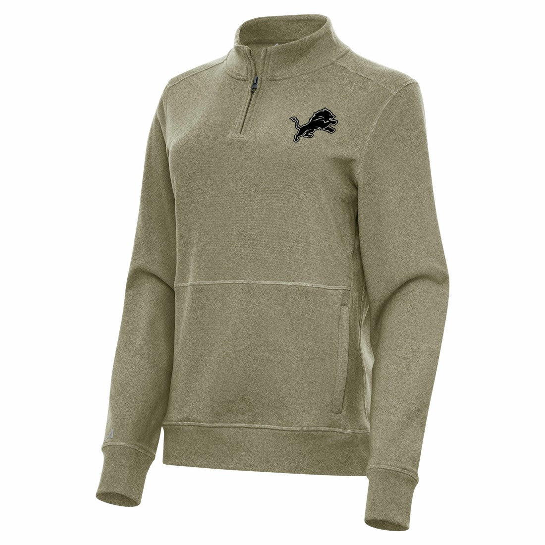 Detroit Lions Antigua Women's Crush Quarter-Zip Top Olive