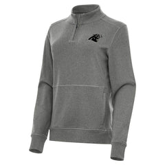 Carolina Panthers Antigua Women's Crush Quarter-Zip Top Heather Black
