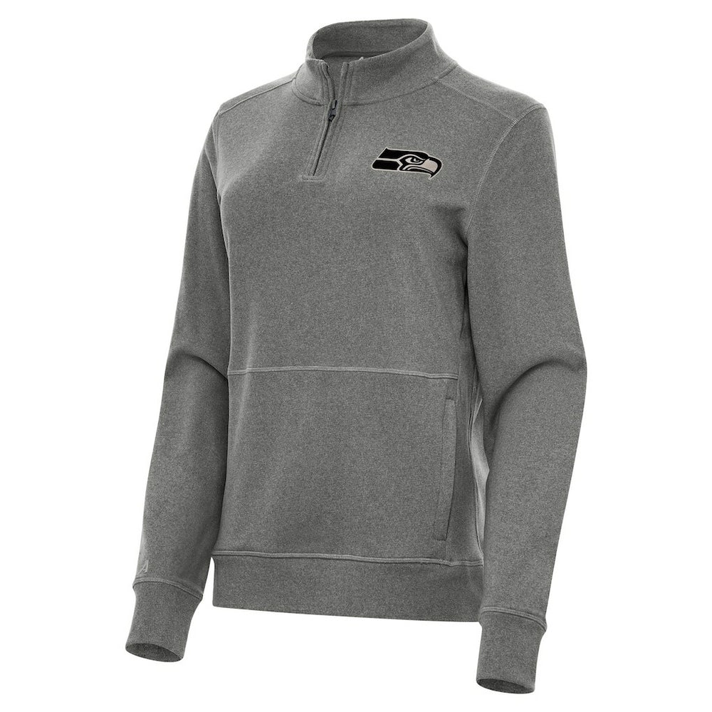 Seattle Seahawks Antigua Women's Crush Quarter-Zip Top Heather Black