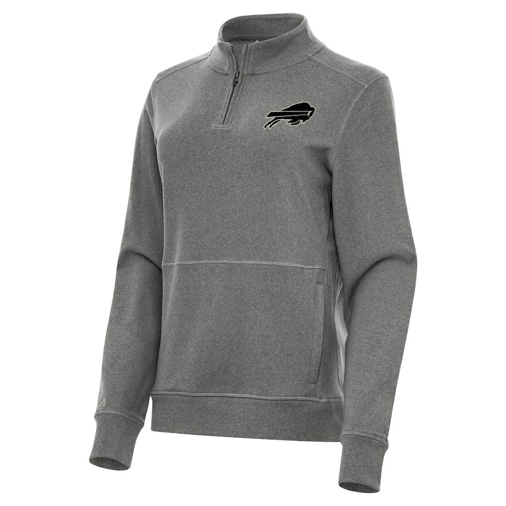 Buffalo Bills Antigua Women's Crush Quarter-Zip Top Heather Black
