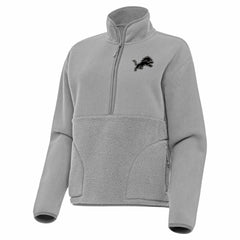 Detroit Lions Antigua Women's Brushed Carbon Figure Half-Zip Pullover Sweatshirt – Gray