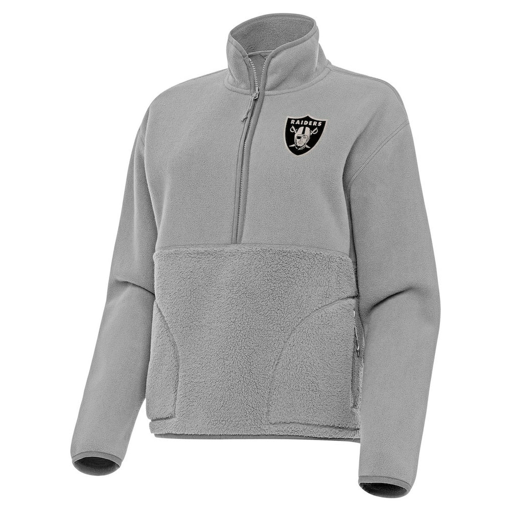 Las Vegas Raiders Antigua Women's Brushed Carbon Figure Half-Zip Pullover Sweatshirt – Gray