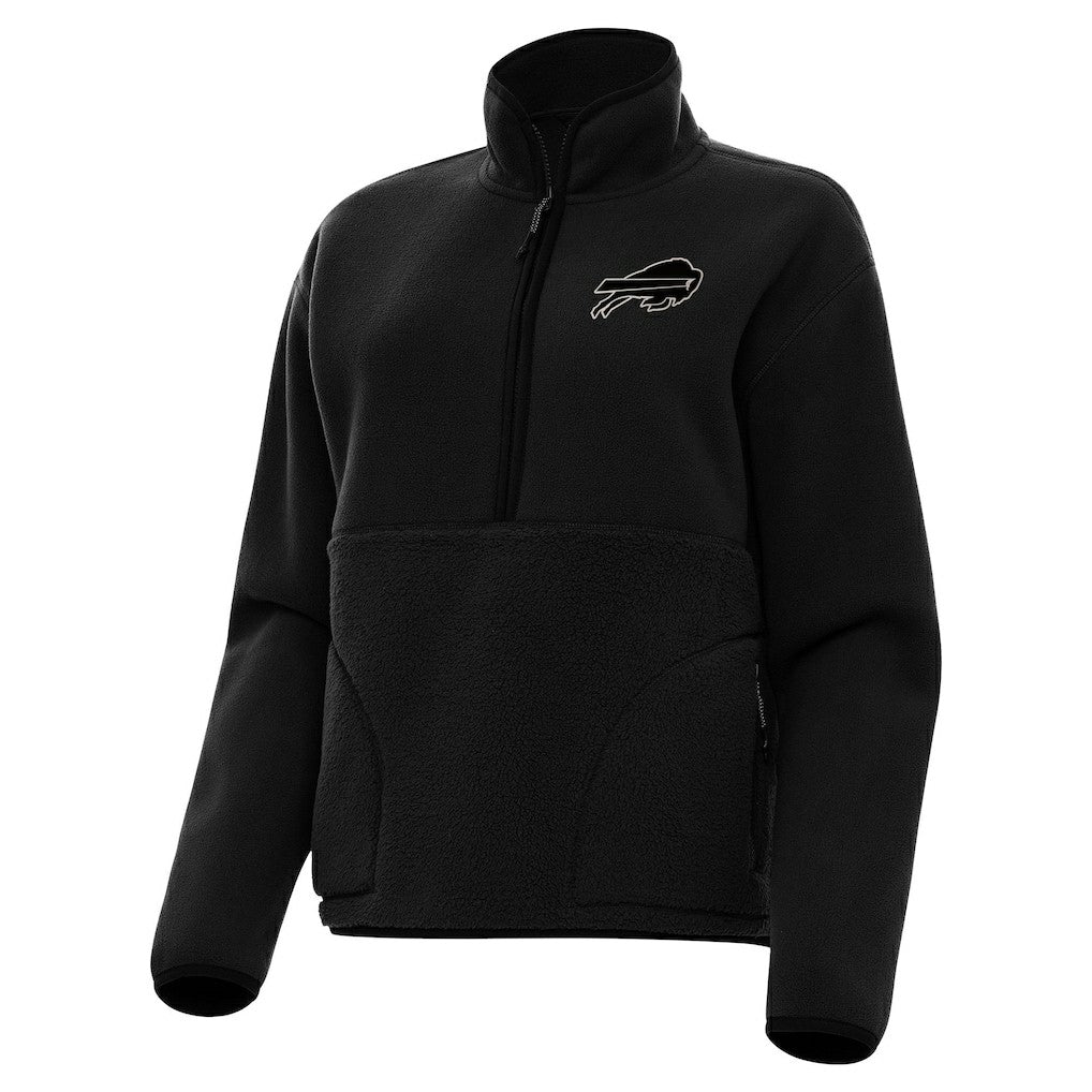 Buffalo Bills Antigua Women's Brushed Carbon Figure Half-Zip Pullover Sweatshirt – Black