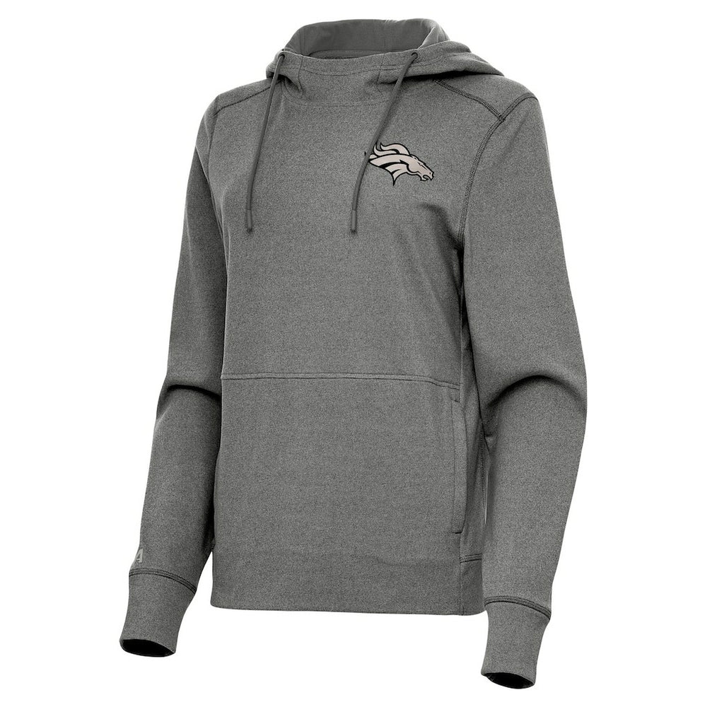 Denver Broncos Antigua Women's Justice Pullover Hoodie Heather Black