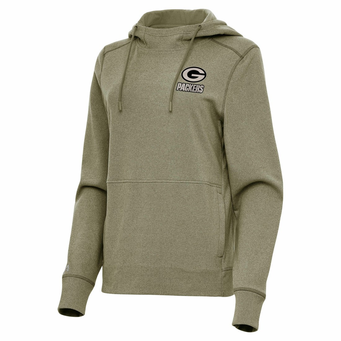 Green Bay Packers Antigua Women's Justice Pullover Hoodie Olive