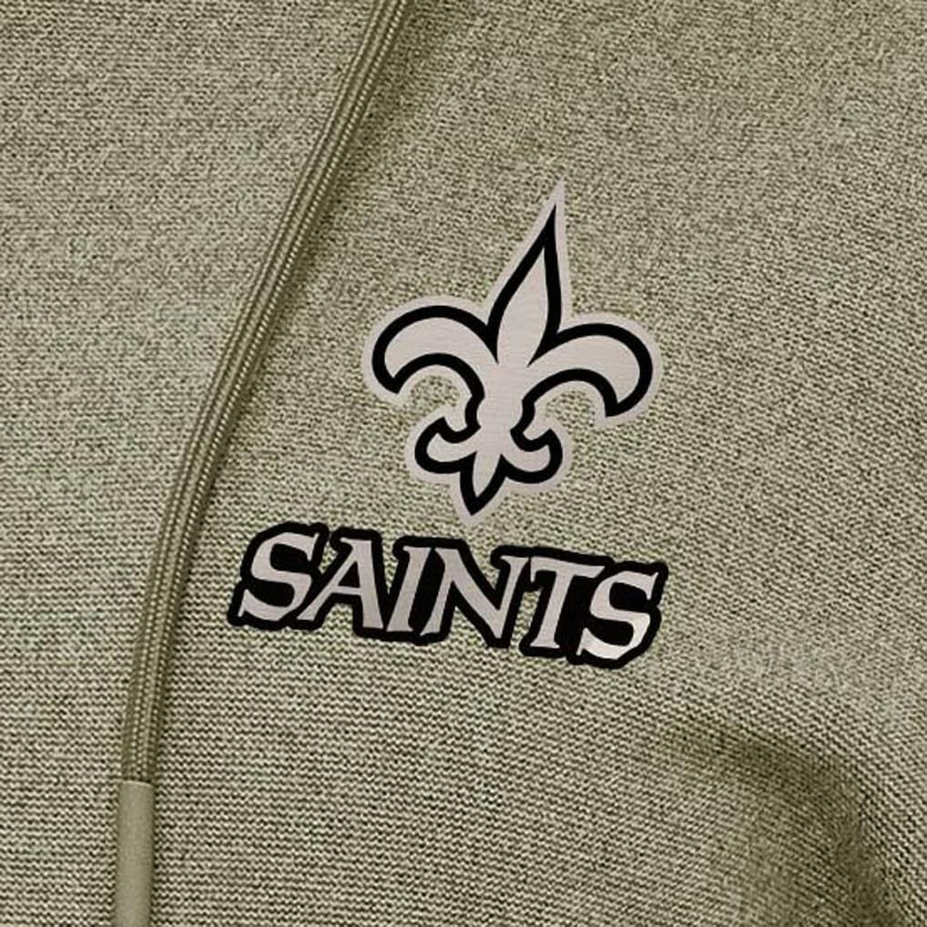 New Orleans Saints Antigua Women's Justice Pullover Hoodie Olive