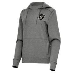 Las Vegas Raiders Antigua Women's Justice Pullover Hoodie Heather Black