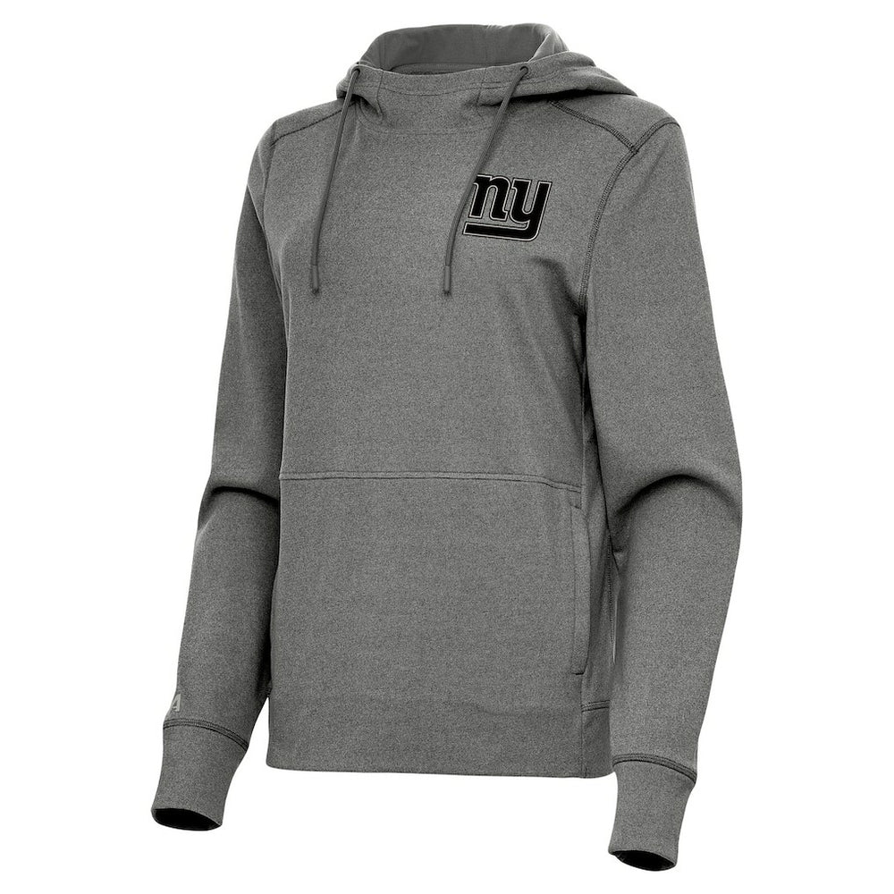 New York Giants Antigua Women's Justice Pullover Hoodie Heather Black