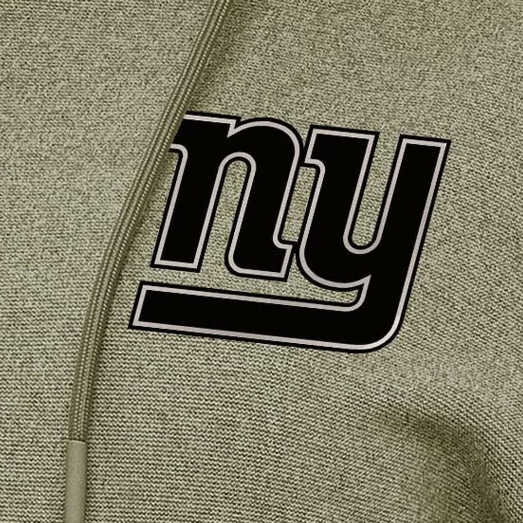 New York Giants Antigua Women's Justice Pullover Hoodie Olive