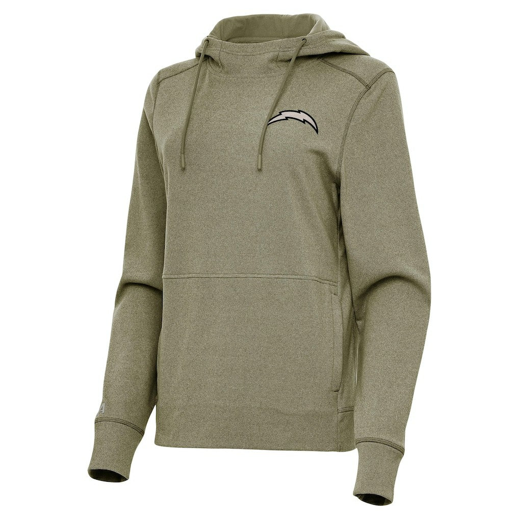 Los Angeles Chargers Antigua Women's Justice Pullover Hoodie Olive