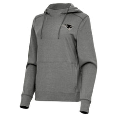 New England Patriots Antigua Women's Justice Pullover Hoodie Heather Black