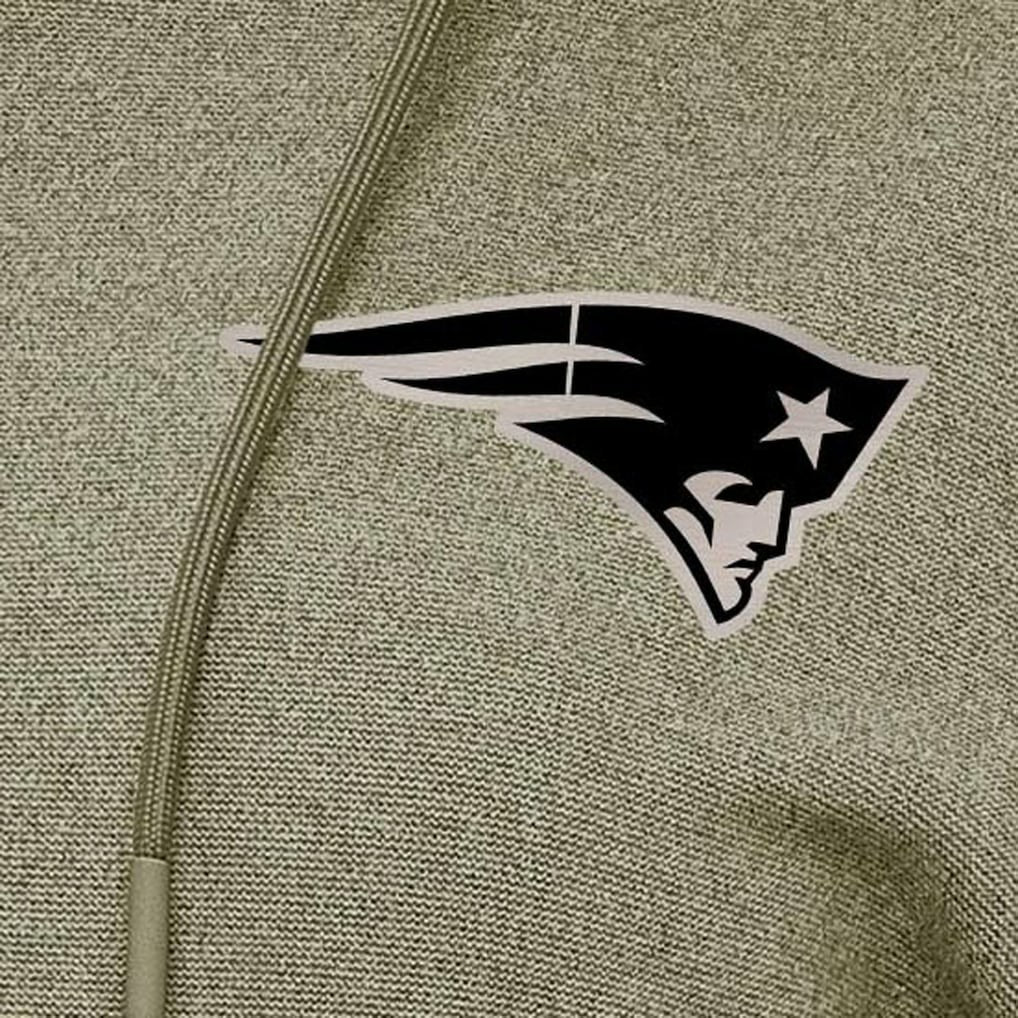 New England Patriots Antigua Women's Justice Pullover Hoodie Olive